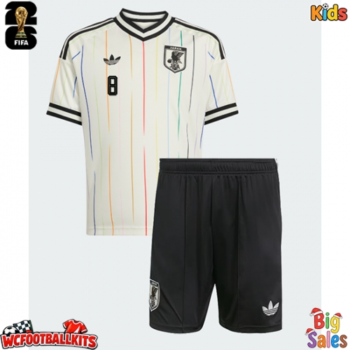 Japan Takumi Minamino #8 Replica Away Stadium Kit for Kids World Cup 2026 Short Sleeve (+ pants)